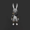 3D Rabbit Character With White Fur Golden Armor And Black Cape 3d model