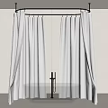 Bathroom Interior With Transparent Orange Bathtub White Shower Curtains And White Tiled Walls