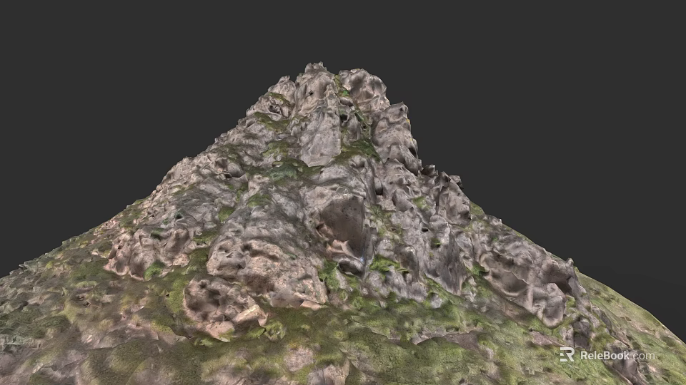 Micro Terrain Model Featuring Natural Rock Textures And Green Mossy Surfaces 3d model