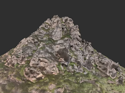 Micro Terrain Model Featuring Natural Rock Textures And Green Mossy Surfaces 3d model