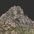Micro Terrain Model Featuring Natural Rock Textures And Green Mossy Surfaces 3d model