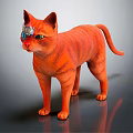 Orange Tabby Cat With Mechanical Eye Device Standing On Glossy Reflective Surface 3d model