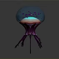 Bioluminescent Fantasy Creature With Transparent Dome Purple Tentacles And Glowing Spots