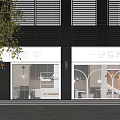 Modern Two Adjacent Shop Storefronts With Illuminated Signs Display Windows And Warm Ambiance