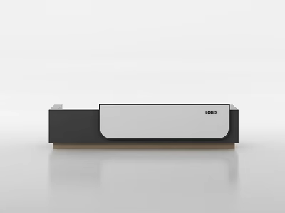 Modern Reception Desk With Black White Panel And Logo For Office Lobby 3d model