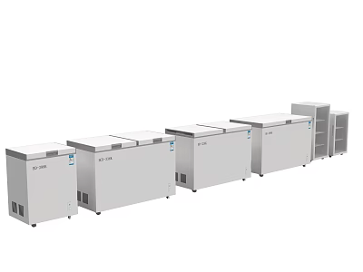 Multiple White Refrigerators And Freezers In Various Sizes For Home And Commercial Use 3d model
