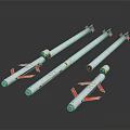 Tactical Military Weapons With White Cylindrical Bodies And Red Stabilizing Fins