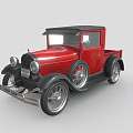Red Vintage Pickup Truck With Classic Black Top And Silver Wheels