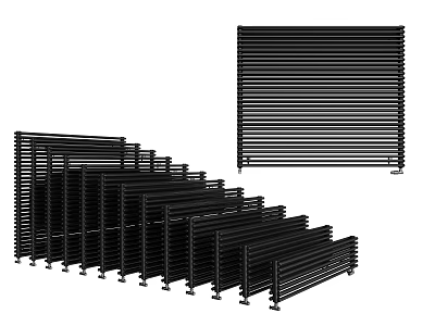 Black Radiators With Stylish Design And Stacked Arrangement For Home Interior Heating 3d model