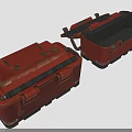 Vintage Red Storage Cases With Open Closed Designs And Black Interior Details