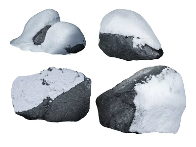 Natural Stone Wood Rocks with Snow Covered Surfaces and Natural Textures 3d model