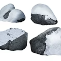 Natural Stone Wood Rocks with Snow Covered Surfaces and Natural Textures