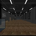 Spacious Fitness Gym Interior With Wooden Flooring Gray Walls Multiple Windows And Strip Lights