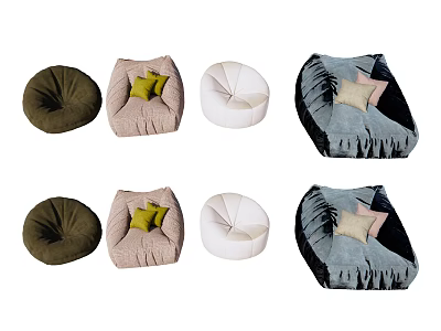 Cozy Bean Bag Single Sofas with Pillows in Multiple Colors and Comfortable Design 3d model