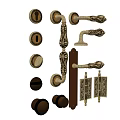 Ornate Vintage Door Handles and Knobs with Decorative Backplates and Levers 3d model