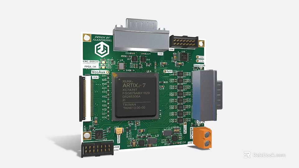 High Performance Circuit Board With FPGA And Connectors 3d model 