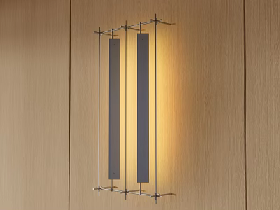 Modern Sleek Wall Sconce With Vertical Bar Design On Wooden Wall Warm Light 3d model