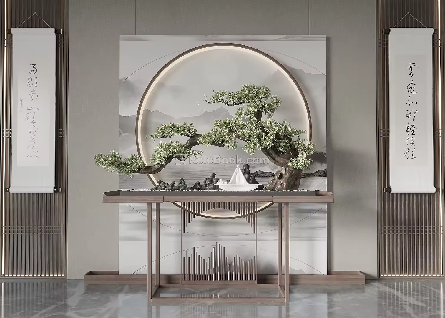 New Chinese-style Duan Jing-style Duan Jing Cabinet in Hallway 3d model