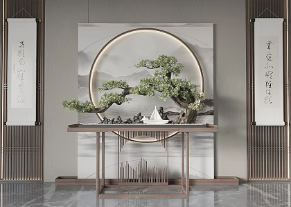 New Chinese-style Duan Jing-style Duan Jing Cabinet in Hallway 3d model