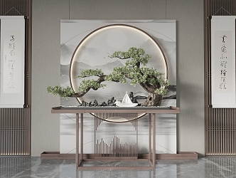 New Chinese-style Duan Jing-style Duan Jing Cabinet in Hallway 3d model