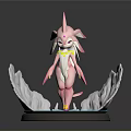 Pink Fairy Like Figure Standing On Blue Base With White Decorative Elements