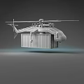Orange Heavy Lift Helicopter Lifting Large Gray Container for Aerial Transport