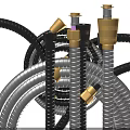 Black Flexible Radiator Hose With Golden Connectors And Curved Shape