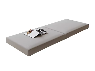 Modern Bay Window Cushion With Grey Fabric And Magazine On Top 3d model