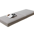 Modern Bay Window Cushion With Grey Fabric And Magazine On Top