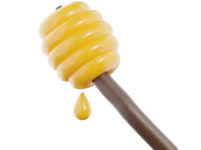 Wooden Honey Dipper Kitchen Utensil For Serving Honey With Dripping Drop 3d model