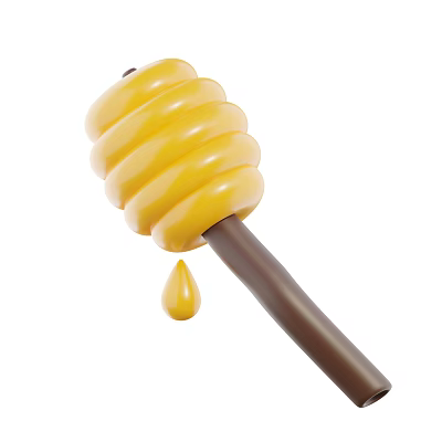 Wooden Honey Dipper Kitchen Utensil For Serving Honey With Dripping Drop 3d model