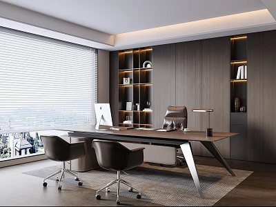 Modern Italian Office Desk Chair Bookcase Boss Chair Office Chair Computer 3d model