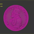 Detailed Historical Portrait Sculpture Carving On Ancient Metal Coin With Armor And Inscriptions