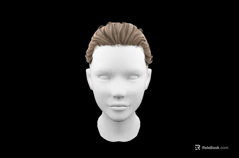 Game and Movie Character White Head Model With Brown Short Hair On Black Background 3d model 