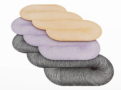 Stylish Oval Rugs With Solid And Striped Patterns In Multiple Colors 3d model