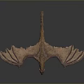 Flying Dragon Model With Brown Yellow Scales Extended Wings And Detailed Tail