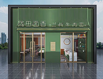 Modern Doorhead Noodle Restaurant Doorhead Fast Food Restaurant Dining Table and Chair Small Catering Card Seat Cashier Restaurant 3d model