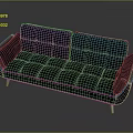Modern Navy Blue Leather Sofa With Stylish Tufted Design And Metal Legs