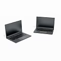 Two Black Open Laptops Showcasing Sleek Design On White Surface 3d model