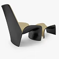 Modern Beige And Black Leather Leisure Chair With Matching Ottoman Design