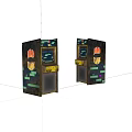Vintage Arcade Machines As Entertainment Appliances With Colorful Patterns And Game Screens