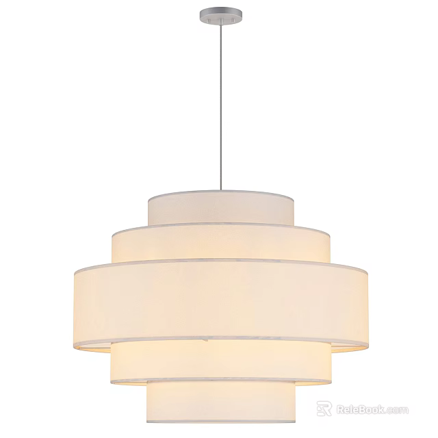 Elegant Modern Multi Tiered White Fabric Pendant Light With Round Shades Design 3d model