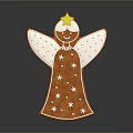 Angel Shaped Gingerbread Cookie With White Star Decorations And Yellow Star On Head