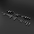 Assorted Mechanical Hardware Tools With Bolts Nuts Washers Bushings And Pins 3d model