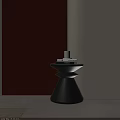 Modern Black Side Table With Unique Conical Base And Stacked Books On Top 3d model