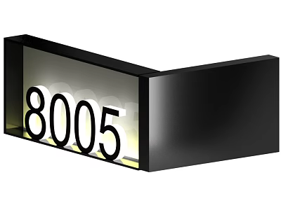 Modern Illuminated Black Number Plate With 8005 And Wall Mounted Design 3d model
