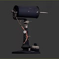 Black Cylindrical Mechanical Device With Stand Connecting Wires And Base Control Knob 3d model