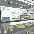 Bright White Bakery Interior With Glass Display Cases And Fresh Bread Pastries