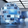 Interactive All in One Machine with Multiple Screens in Modern Exhibition Space 3d model