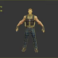 3D Male Character With Red Hair Tactical Vest Blue Jeans And Standing Pose